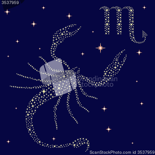 Image of Zodiac sign Scorpio on the starry sky