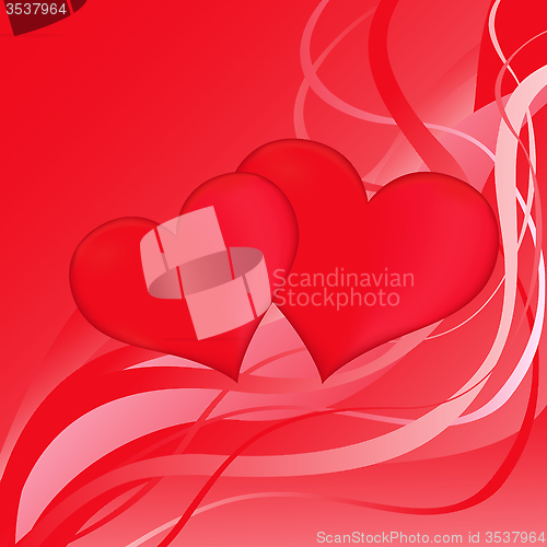Image of Two red hearts on a red abstract background