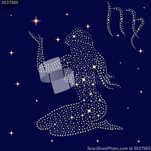 Image of Zodiac sign Virgo on the starry sky