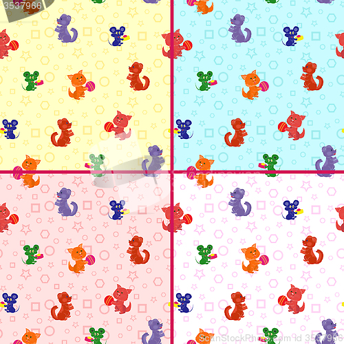 Image of Four seamless vector patterns with animals