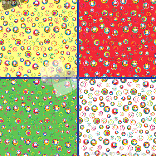 Image of Four seamless vector patterns with colorful circles