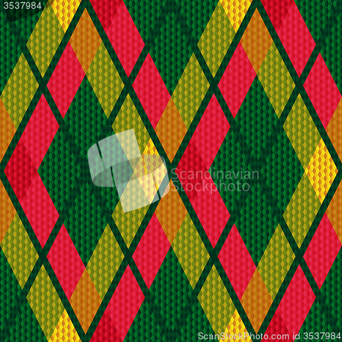 Image of Rhombic tartan green and red fabric seamless texture