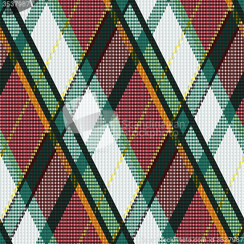 Image of Rhombic tartan green, white and brown fabric seamless texture 