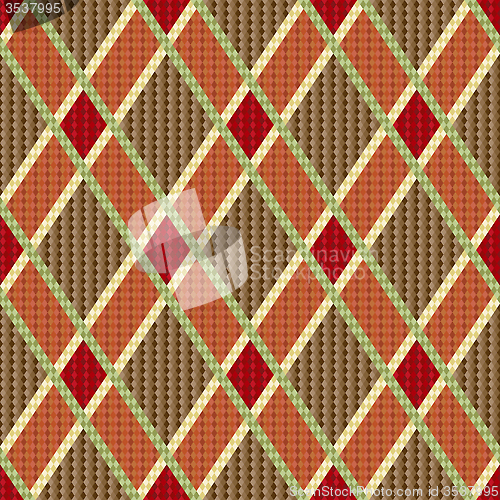 Image of Rhombic tartan red and brown fabric seamless texture