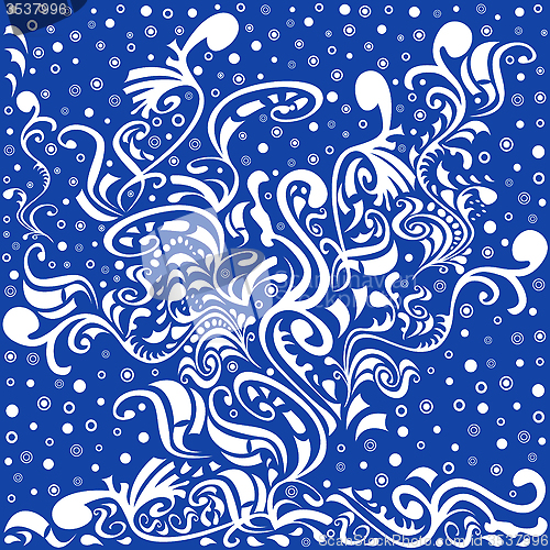 Image of Abstract floral blue and white pattern