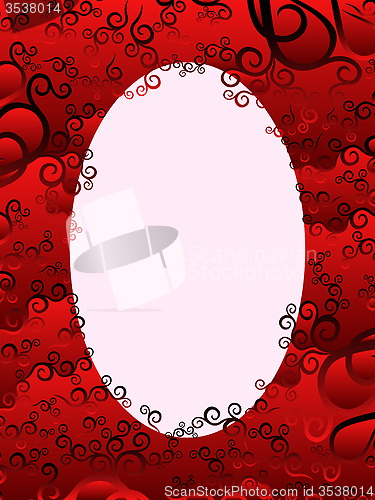 Image of Oval frame with floral elements in red hues