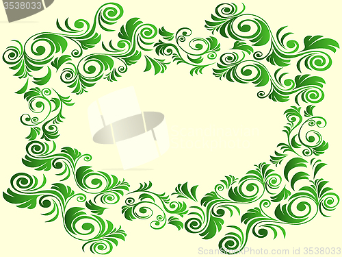 Image of Floral elements in green hues over light yellow