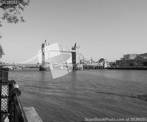 Image of Black and white Tower Bridge in London
