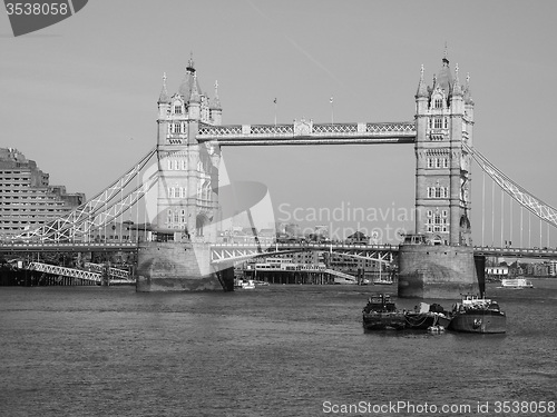 Image of Black and white Tower Bridge in London
