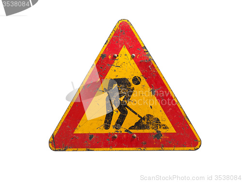 Image of Road works sign isolated