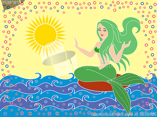 Image of Mermaid on the sea waves