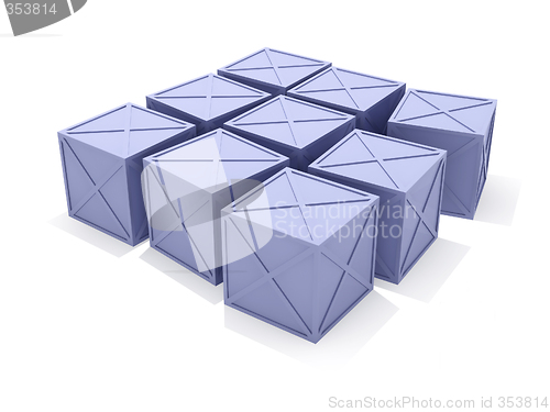 Image of Blue Boxes in Stock