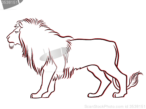 Image of Black and red graceful Lion contour