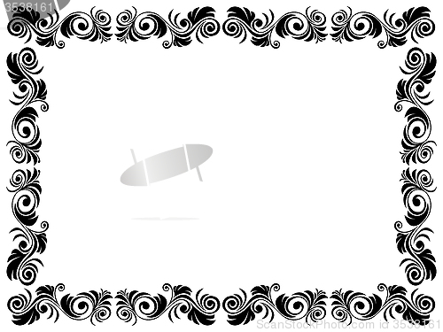 Image of Black and white frame of blank with floral elements