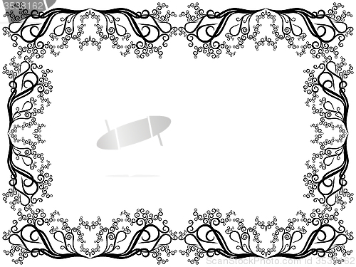 Image of Black and white frame with floral elements