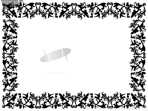 Image of Black and white floral elements on blank frame