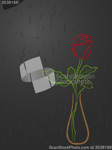 Image of Stylized red rose in a vase over grey