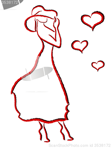 Image of Romantic woman in big hat