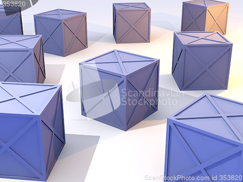 Image of Blue Boxes in Stock