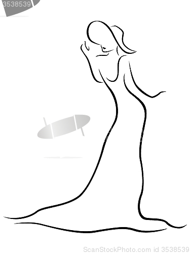 Image of Female contour with a hat and a long dress