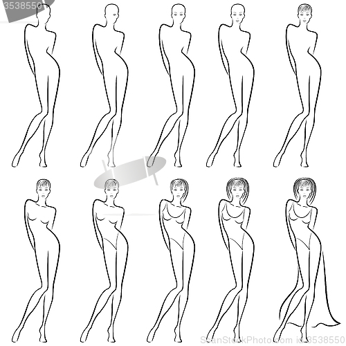 Image of Sequence of creation a beautiful female contour