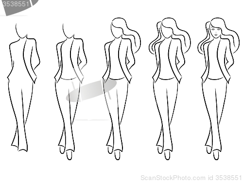 Image of Sequence of drawing a beautiful female contour