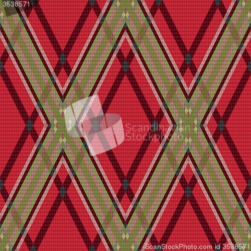 Image of Rhombic tartan red and green fabric seamless texture