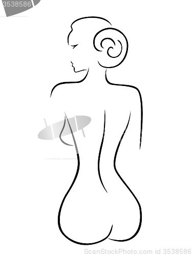 Image of Abstract sexy woman sitting back