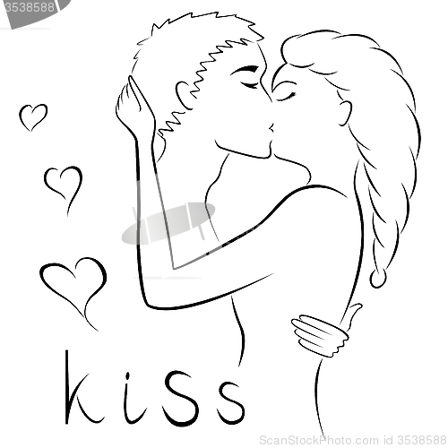 Image of Kissing of a young couple