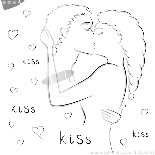 Image of Young couple kissing