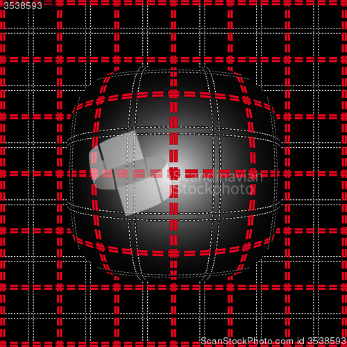 Image of Red grid lighting convex background