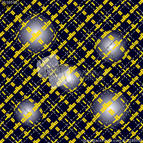 Image of Seamless pattern of yellow grid with convex lighting