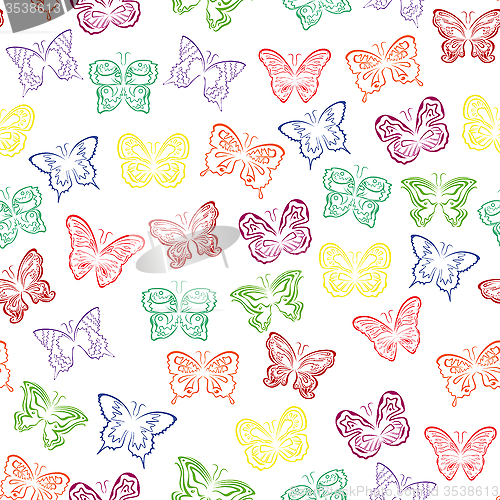 Image of Seamless pattern with colorful butterflies