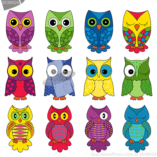 Image of Set of sixteen owls