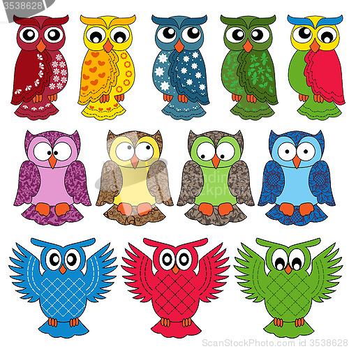 Image of Set of eleven owls