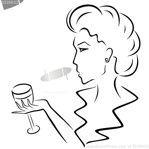 Image of Beautiful woman with a wineglass in hand