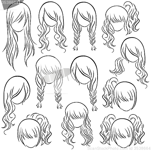 Image of Set of teenage girl hairstyles