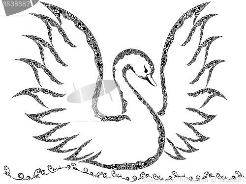 Image of Ornamental swan with raised wings