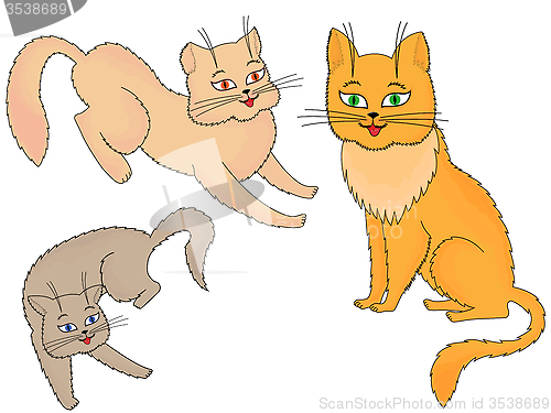 Image of Three funny cartoon cats
