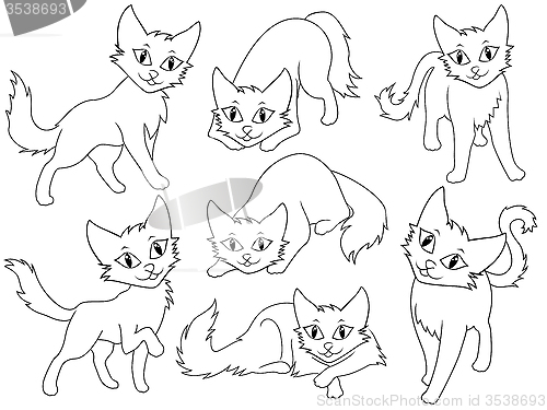 Image of Seven funny cartoon cats