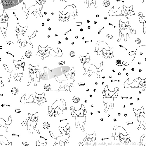 Image of Cartoon cats seamless pattern