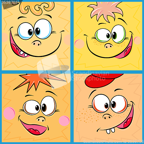 Image of Four funny cartoon faces