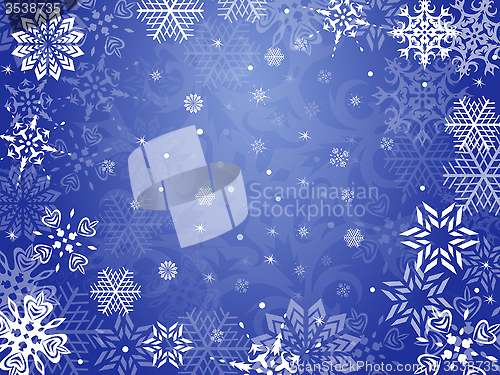Image of Christmas greeting card with snowflakes