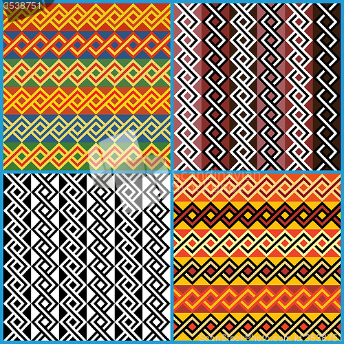 Image of Four seamless ornaments on African ethnic motifs