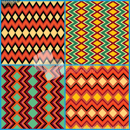 Image of Four seamless ornamental patterns on ethnic motifs