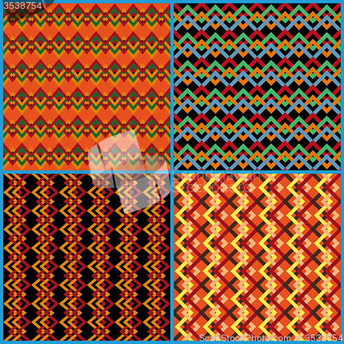 Image of Four seamless patterns on ethnic motifs