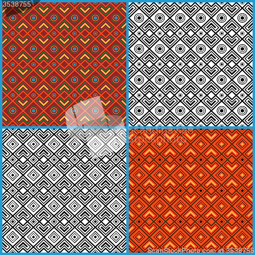 Image of Four seamless ethnic patterns