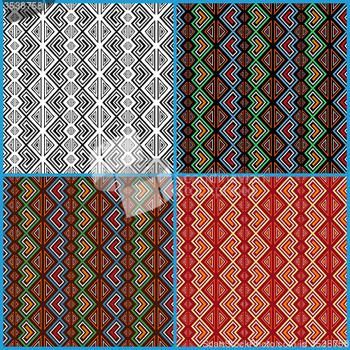 Image of Four seamless ethnic motifs patterns