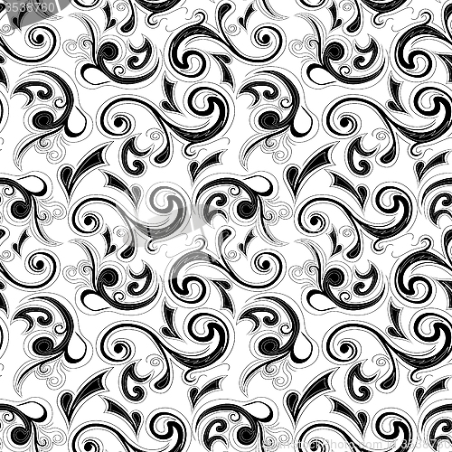 Image of Seamless floral black pattern