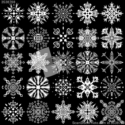Image of Set of ornamental snowflakes
